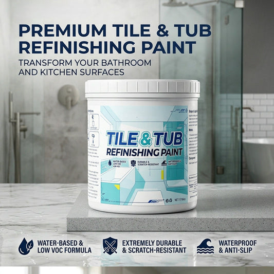 Tile & Tub Refinishing Paint Kit – Waterproof, Scratch-Resistant DIY Renovation Paint for Bathroom & Kitchen