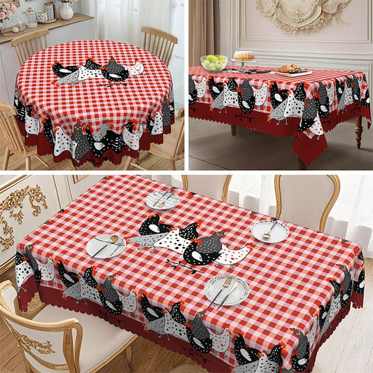 📢📢40% OFF !! ⏰Red Plaid Rooster Tablecloth