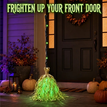 🧙 Bring Your Garden to Life This Halloween – Animated Witch Broom with Lights & Spooky Sounds. 50% Off.